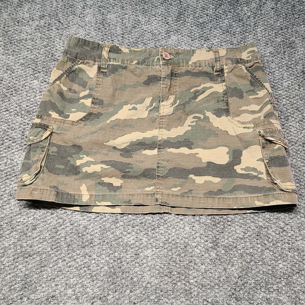 Y2k Nori Camo Cargo Mini Skirt Sz 9 Green Camouflage Streetwear Utility